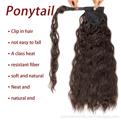 Wrap Synthetic Ponytail Hair Extensions Long Corn Wavy Clip In Hair Tail False Hair Pony Tail Hairpiece With Hairpins